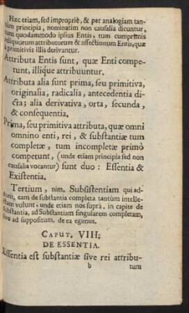 Caput. VIII. De Essentia.