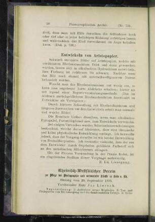 Entwickeln von Aristopapier