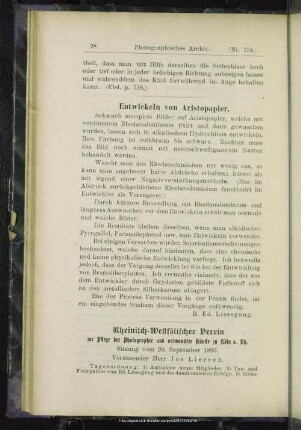 Entwickeln von Aristopapier