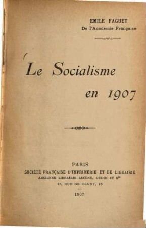 Le socialisme en 1907