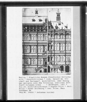 Architectura, oder Bauung der Antiquen auss dem Vitruvius, woellches sein funff Colummen orden ... — fol.19: Architekturentwurf