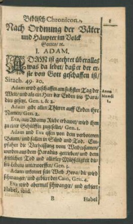 Biblisch Chronicon, Nach Ordnung der Väter und Häupter im Volck Gottes