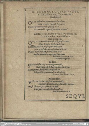 In Chronologiam Pantaleonis Candidi, Theodorus Esychius D.