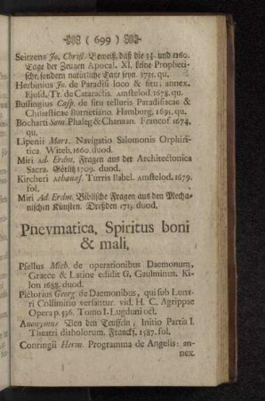 Pnevmatica. Spiritus boni & mali.