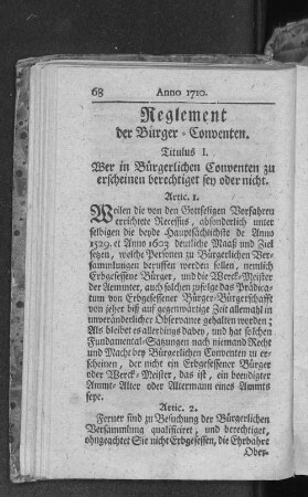 Reglement der Bürger-Conventen.