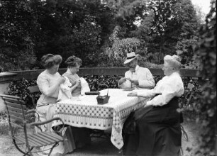 Mittweida: Gruppen im Garten, mit Großpapa Decker