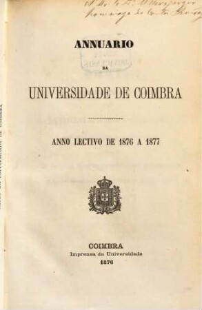 Anuário da Universidade de Coimbra : no anno lectivo ... 1876/77