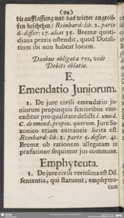 Emendatio Juniorum - Expensae
