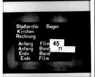 Kirchenrechnung der Stadt Siegen der Kirchmeister Johann Solbach und Hermannus Daub