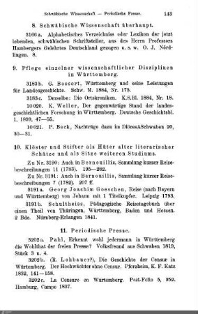 9. Pflege einzelner wissenschaftlicher Disziplinen in Württemberg