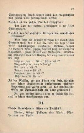 III. Von dem Musikalisch-Formalen