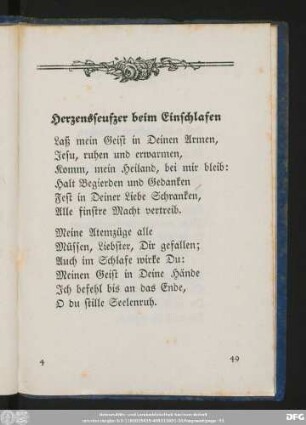 Herzensseufzer beim Einschlafen