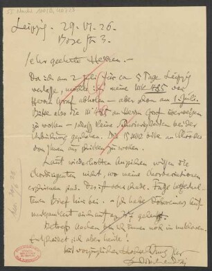 Brief an B. Schott's Söhne