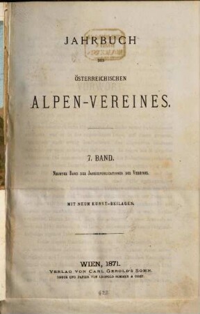 Jahrbuch des österreichischen Alpen-Vereines. 7, 7. 1871