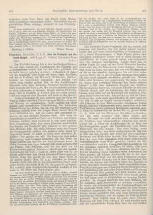 423-425 [Rezension] Chapman, Dom John, John the Presbyter and the fourth Gospel