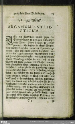 VI. Haupstuck. Arcanum Antihecticum