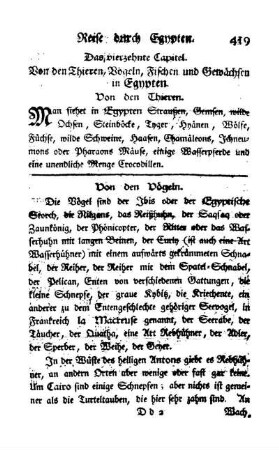 Das vierzehnte Capitel - Von den Thieren, Vögeln, Fischen und Gewächsen in Egypten.