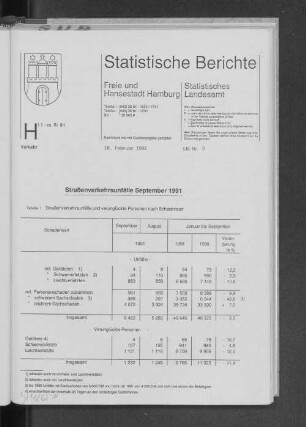 Straßenverkehrsunfälle September 1991 : Lfd. Nr. 3