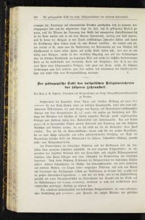 ¬Der¬ pädagogische Takt des katholischen Religionslehrers der höheren Lehranstalt