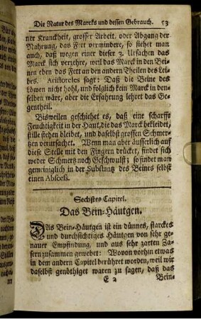 Sechstes Capitel. Das Bein-Häutgen.