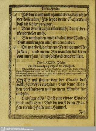 Der LXXXIX. Psalm
