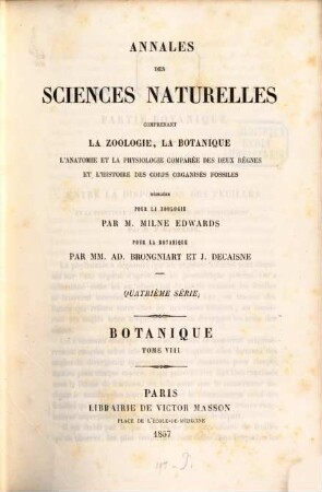 Annales des sciences naturelles. Botanique. 8. 1857