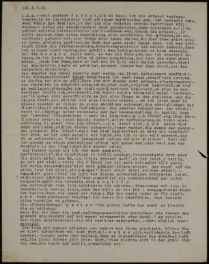 L.H.M. - - seit gestern f e r i e n, bis zu denen ich die antwort...