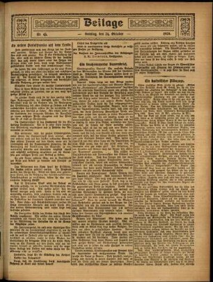 Zweite Ausgabe vom Sonntag, den 24. Oktober 1920.
