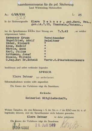 Dehner, Klara, geb. Merz