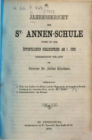 Jahresbericht der St.-Annen-Schule. 1872