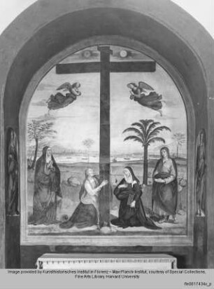 Nischenausmalung zum Altar der Familie Peroni : Kreuz Christi und Heilige