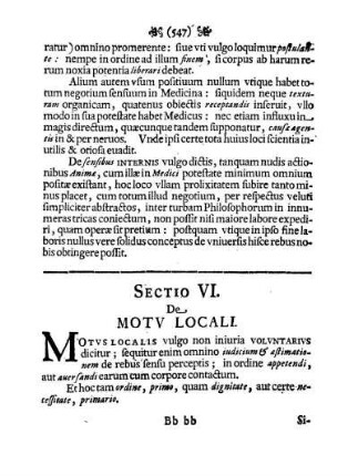 Sectio VI. De Motv Locali.