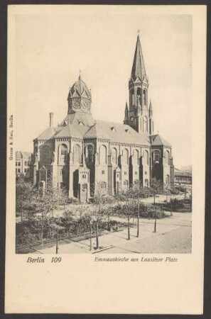 Ansichtskarte Rückansicht Emmauskirche, Lausitzer Platz