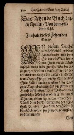 Das Zehende Buch Lucii Apuleii/ Von dem guldenen Esel.