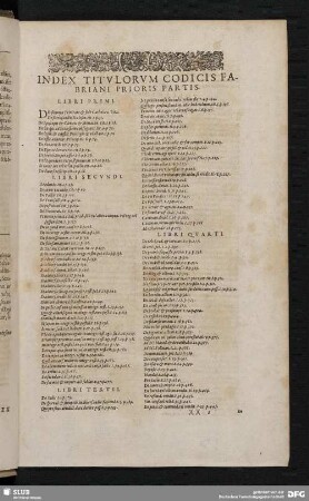 Index Titulorum Codicis Fabriani Prioris Partis