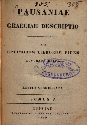 Pausaniae Graeciae descriptio : ad optimorum librorum fidem accurate edita. 1
