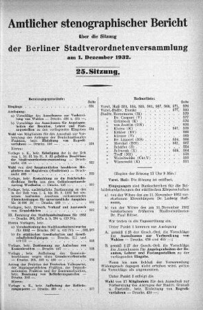 Sitzung 25, 1. Dezember 1932