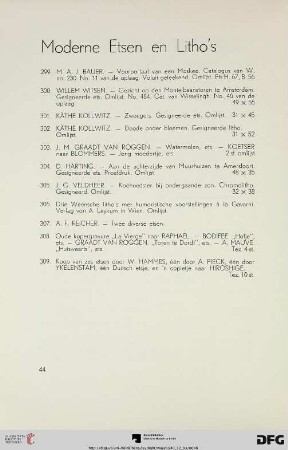 Moderne Etsen en Litho’s (Nr. 299-309)