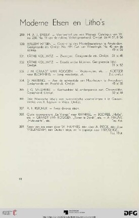 Moderne Etsen en Litho’s (Nr. 299-309)