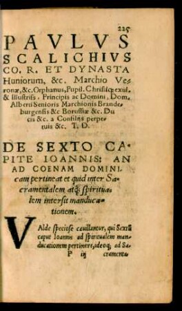 Paulus Scalichius ... De Sexto Capite Ioannis ...