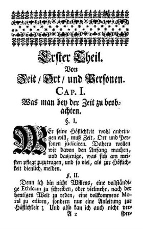 Cap. I. Was man bey der Zeit zu beobachten