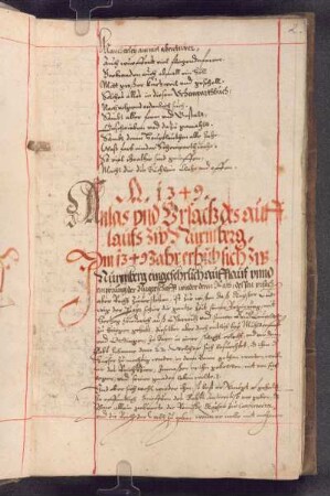 Anlas vnd Vursach des aufflaufs zw Nürmberg.