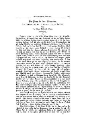Die Frau in der Litteratur : ein Streifzug durch litterarisches Gebiet ; (Fortsetzung)
