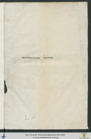 De Conservatione Sanitatis