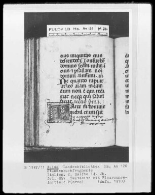 Stundenbuchfragmente — Initiale P, Folio 85 verso