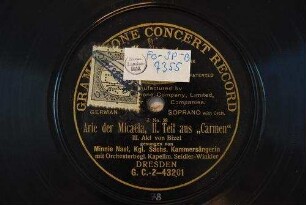 Arie der Micaela, II. Teil : aus "Carmen", III. Akt / von Bizet