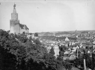 Weida, Schloss Osterburg mit Bergfried und Blick auf die Stadt
