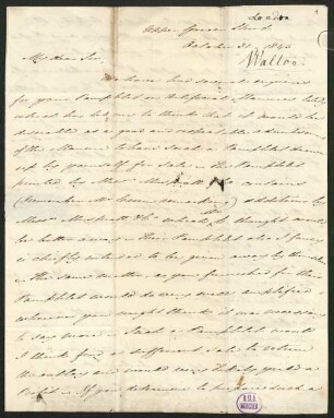 Justus von Liebig (1803-1873) Nachlass: Briefe von James Walton an Justus von Liebig - BSB Liebigiana II.B. Walton, James