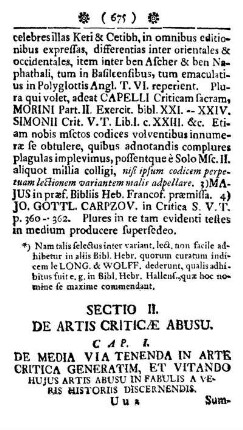 Sectio II. De artis Criticæ abusu.