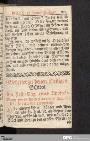 Gebetter zu denen Heiligen Gottes.